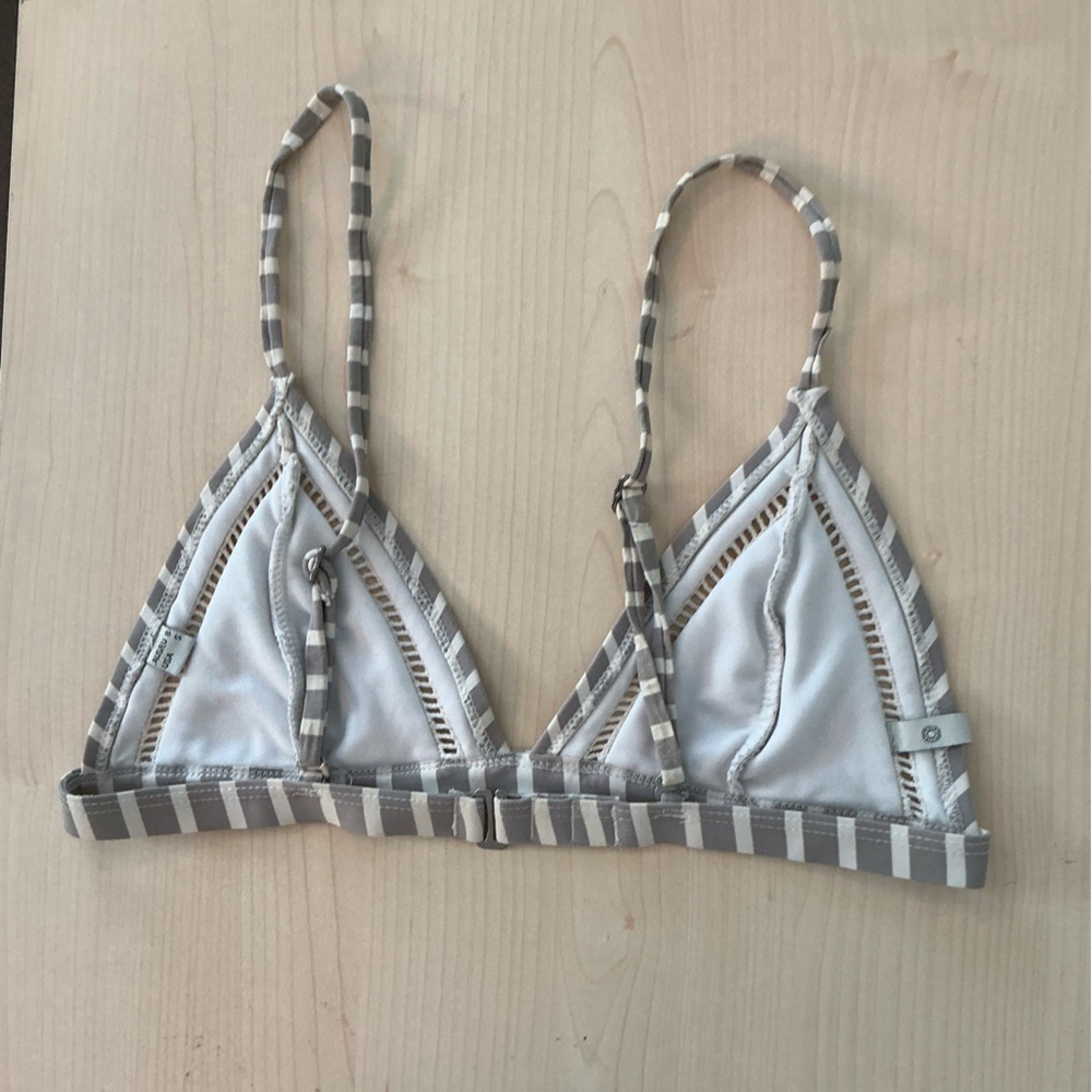 Rhythm Gray and White Striped Triangle Bikini Top - Picture 3 of 5